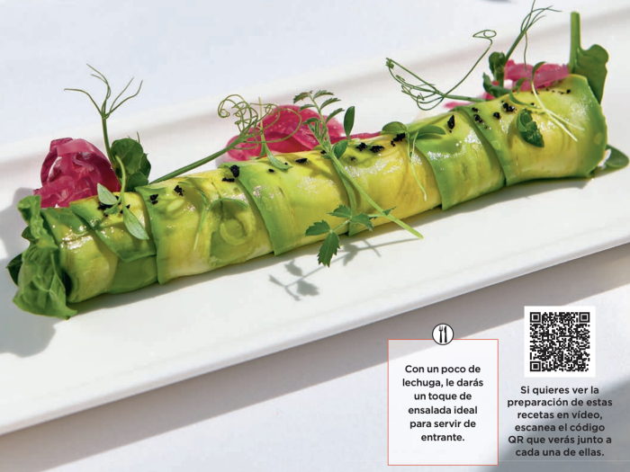 Receta de canelón de aguacate, mango y salmón ahumado